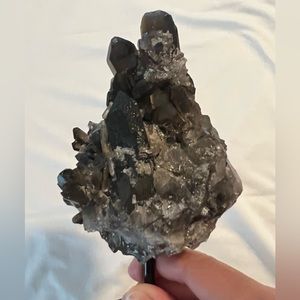 Smoky Quartz cluster on stand